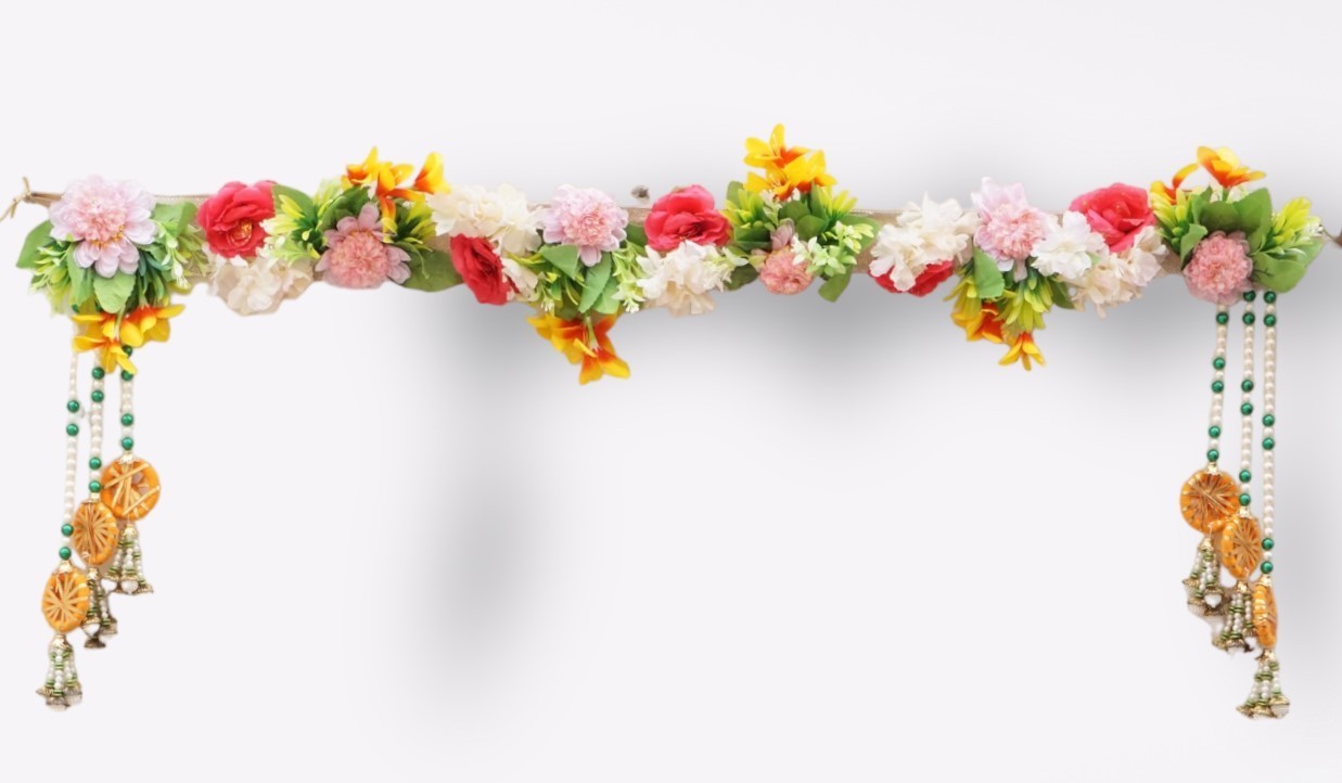 Beautiful Multi Flower Pearl Beads Bhandhanwar ( Length : 36 Inch )